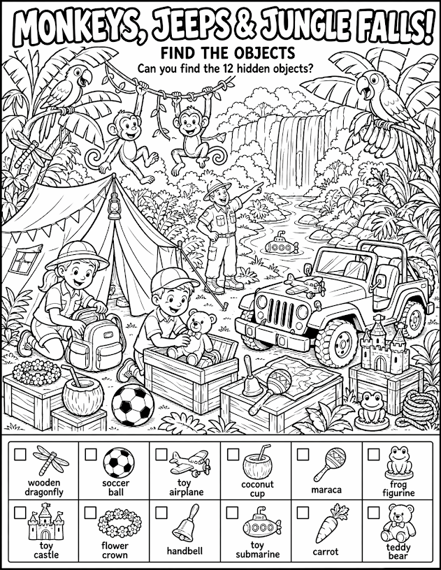 318 Prompts for Children's Hidden Object Coloring Books