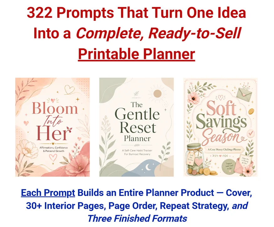 322 Prompts for Complete Printable Planner Products
