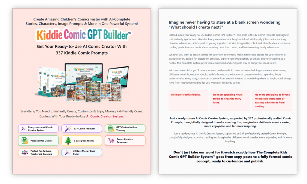 (PLR) Kiddie Comic GPT Builder