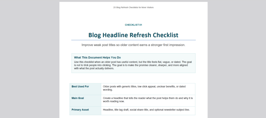 (PLR) 25 Blog Refresh Checklists for More Visitors