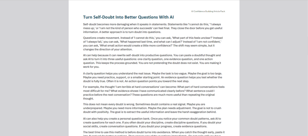(PLR) 50 AI Confidence Building Articles