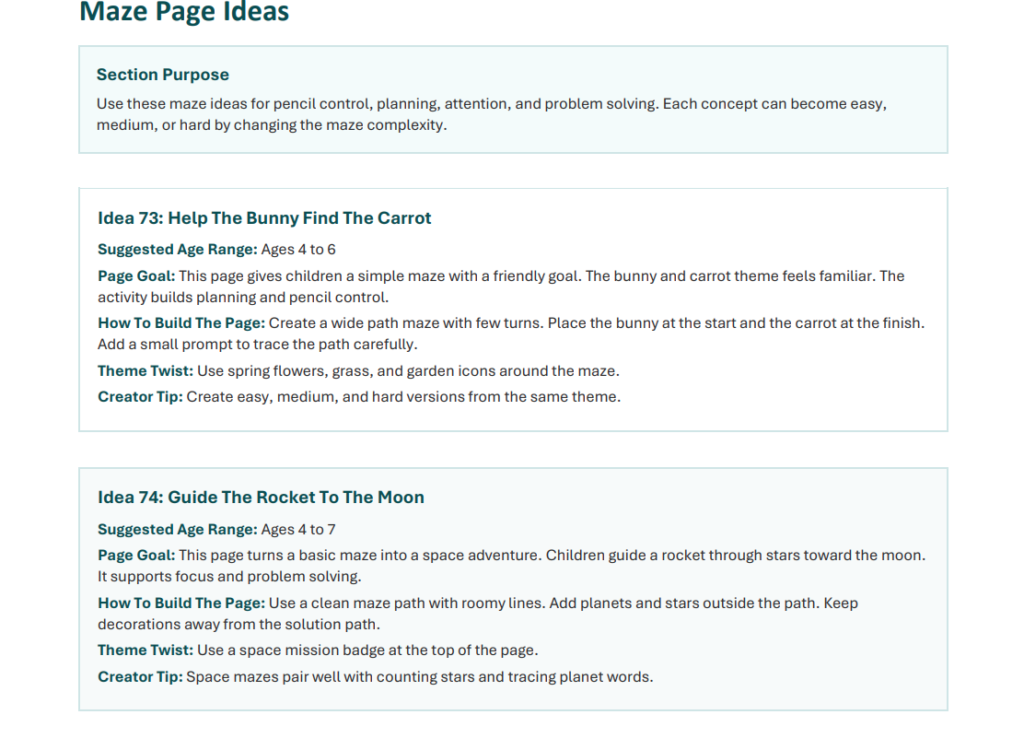 (PLR) My Top 100 Kids Activity Book Ideas