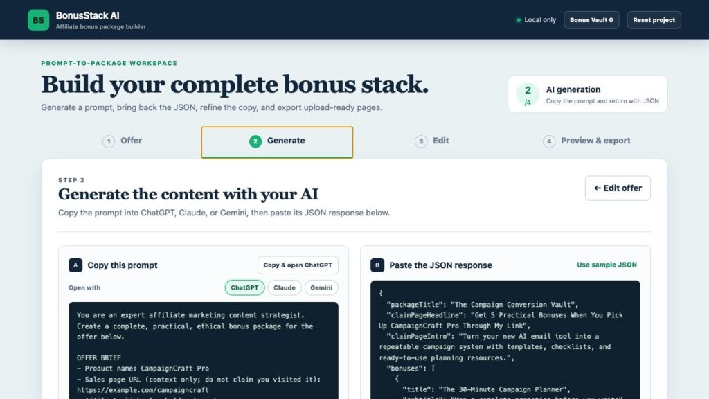 Bonus Stack AI - Complete Bonus stacks in MINUTES