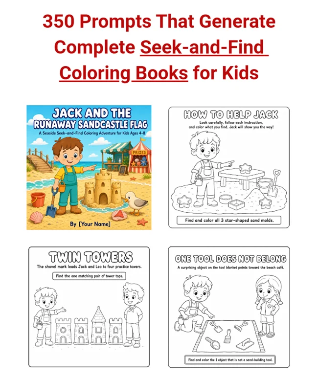 350 Prompts for Seek-and-Find Coloring Books