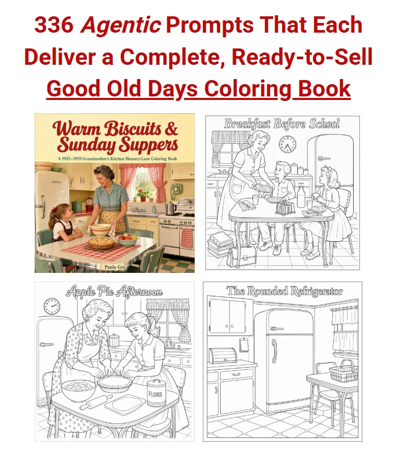 336 Agentic Prompts for Memory Lane Coloring Book Series